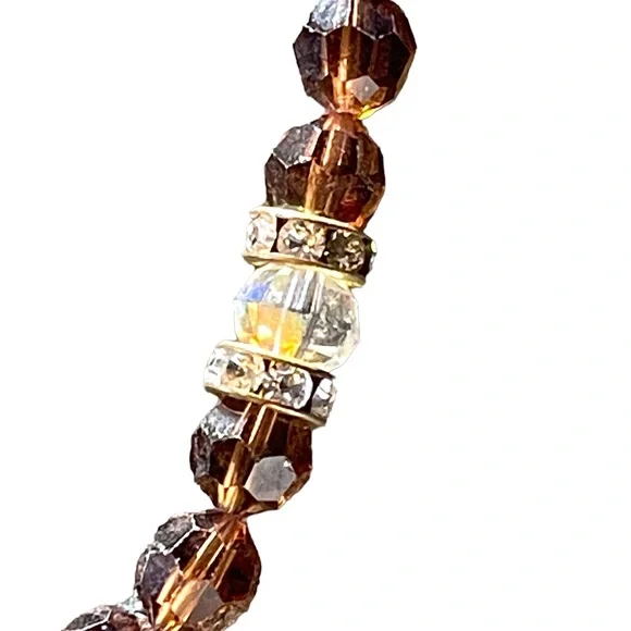 Cognac Swarovski Crystal Round Bead Necklace - Picture 6 of 12
